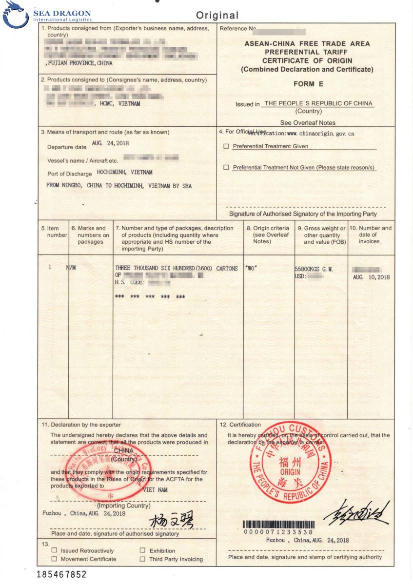 SEA DRAGON-AUTHORIZED OFFICES TO ISSUUE CERTIFICATE OF ORIGIN – FORM E IN CHINA 3