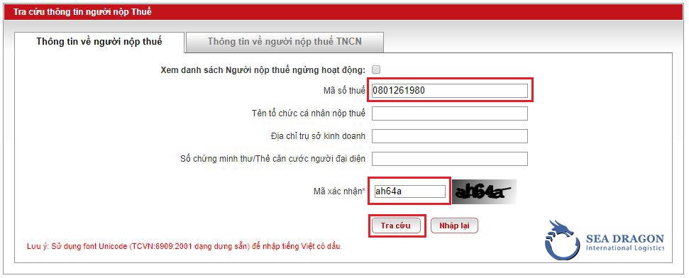 SEADRAGON LOGISTICS-HƯỚNG DÃN CÁCH TRA CỨU MÃ CHƯƠNG CỦA CÔNG TY ĐỂ NỘP THUẾ XUẤT NHẬP KHẨU 01